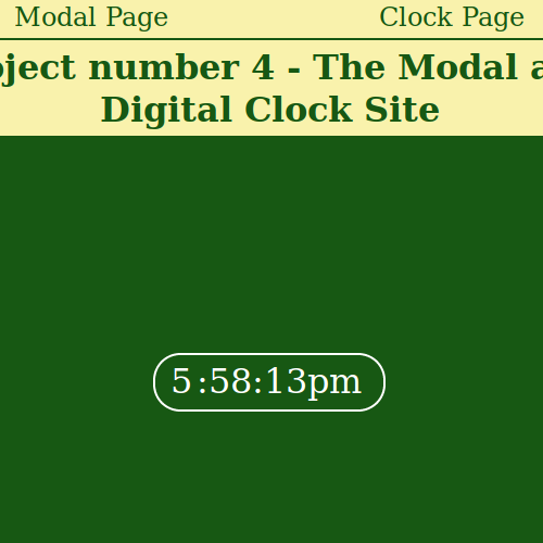 Screenshot of the Modal and Clock JS  project.